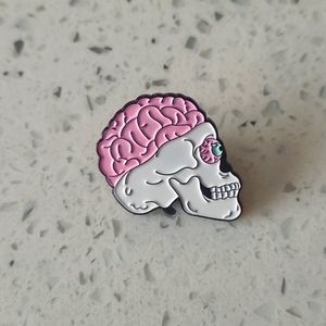 Macabre Skull Skeleton Horror Scary Brain Monster Creature Lapel Pin